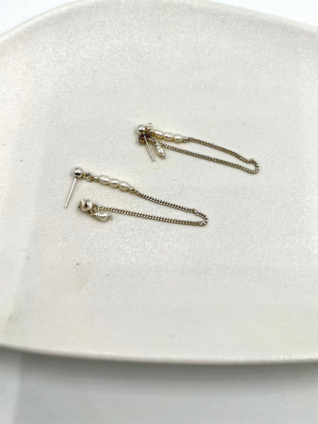 עגילי כסף 925 תלויים ופנינים פריז